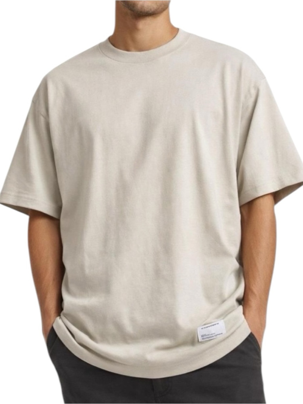Public Supply NYC Men's Size L Light Beige Oversized Short Sleeve Crewneck Tee